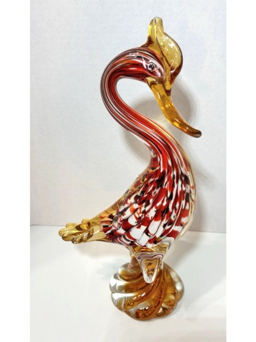 Vintage MCM Murano Handblown  Art Glass Bird Figurine Made In Italy 12.5"